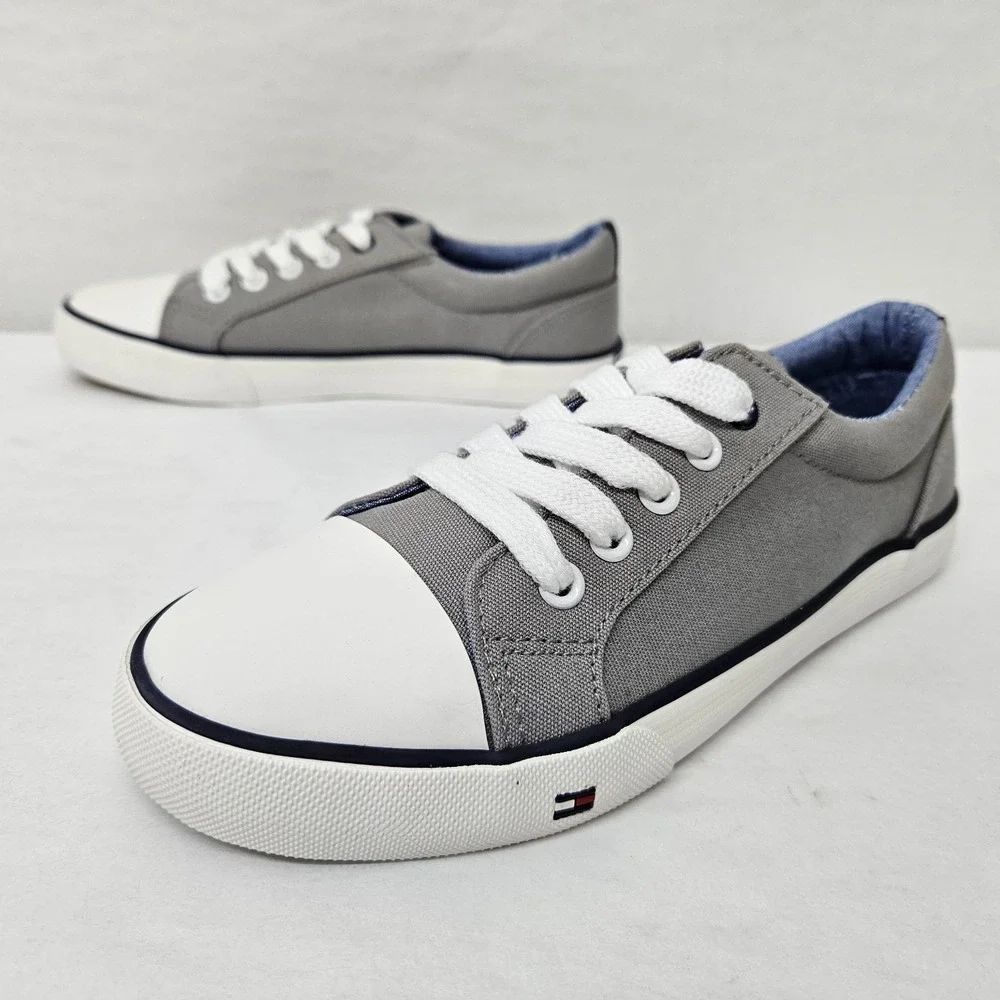 Tommy Hilfiger Cormac Core Casual Shoes 1958238 Grey Canvas White Kids Size 4
